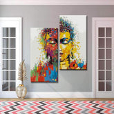 Painting by Numbers Art Lifestyle Golden Buddha with Paint Splashes 2-Panel